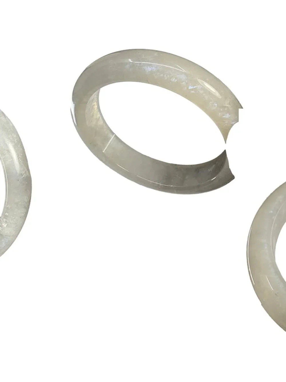 Natural White Moonstone Bangle Bracelet 55.8mm I.D. w Moderate Blue Sheen 44.61g